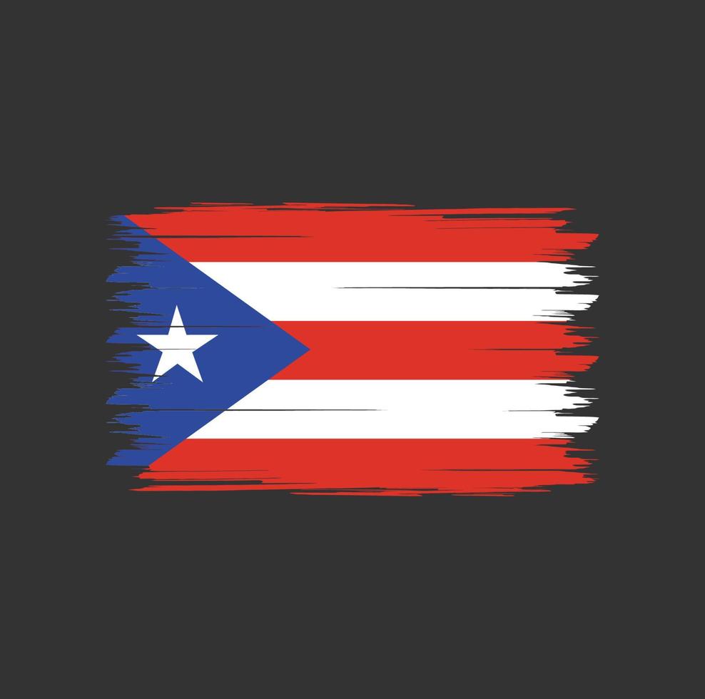 Puerto Rico flag vector with watercolor brush style