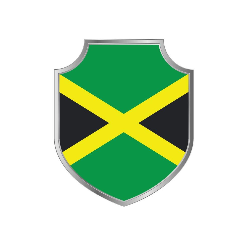 Flag of Jamaica with metal shield frame vector