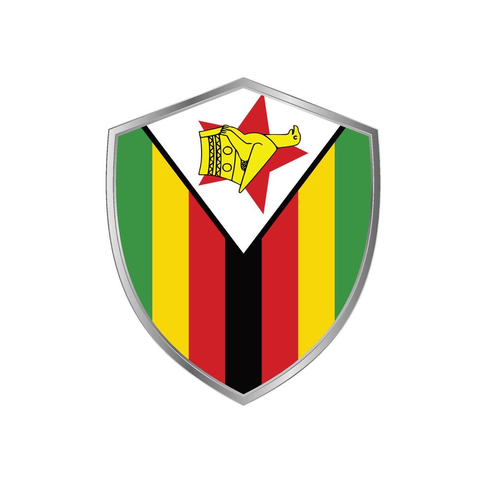 bandera de zimbabwe con marco plateado vector