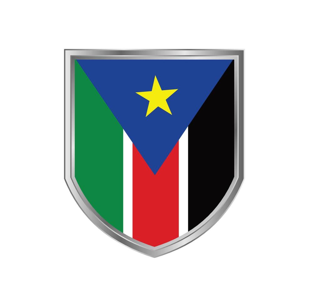 Flag Of South Sudan with Metal Shield Frame vector