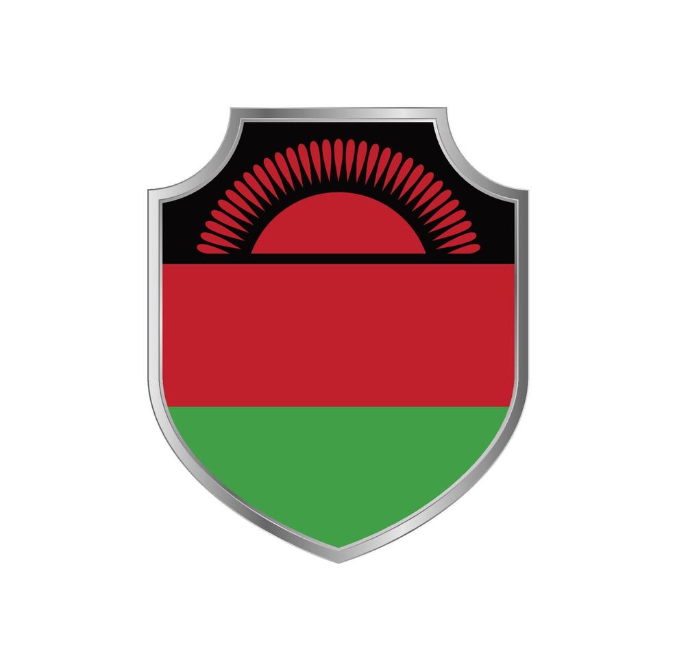 Flag of Malawi with metal shield frame vector