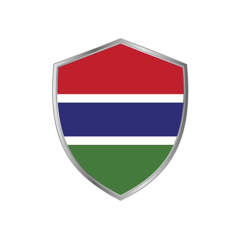 bandera de gambia con marco plateado vector