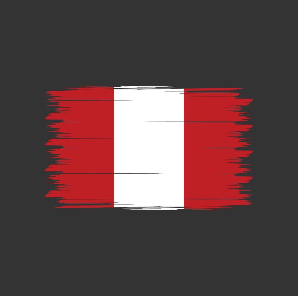 Peru flag vector with watercolor brush style