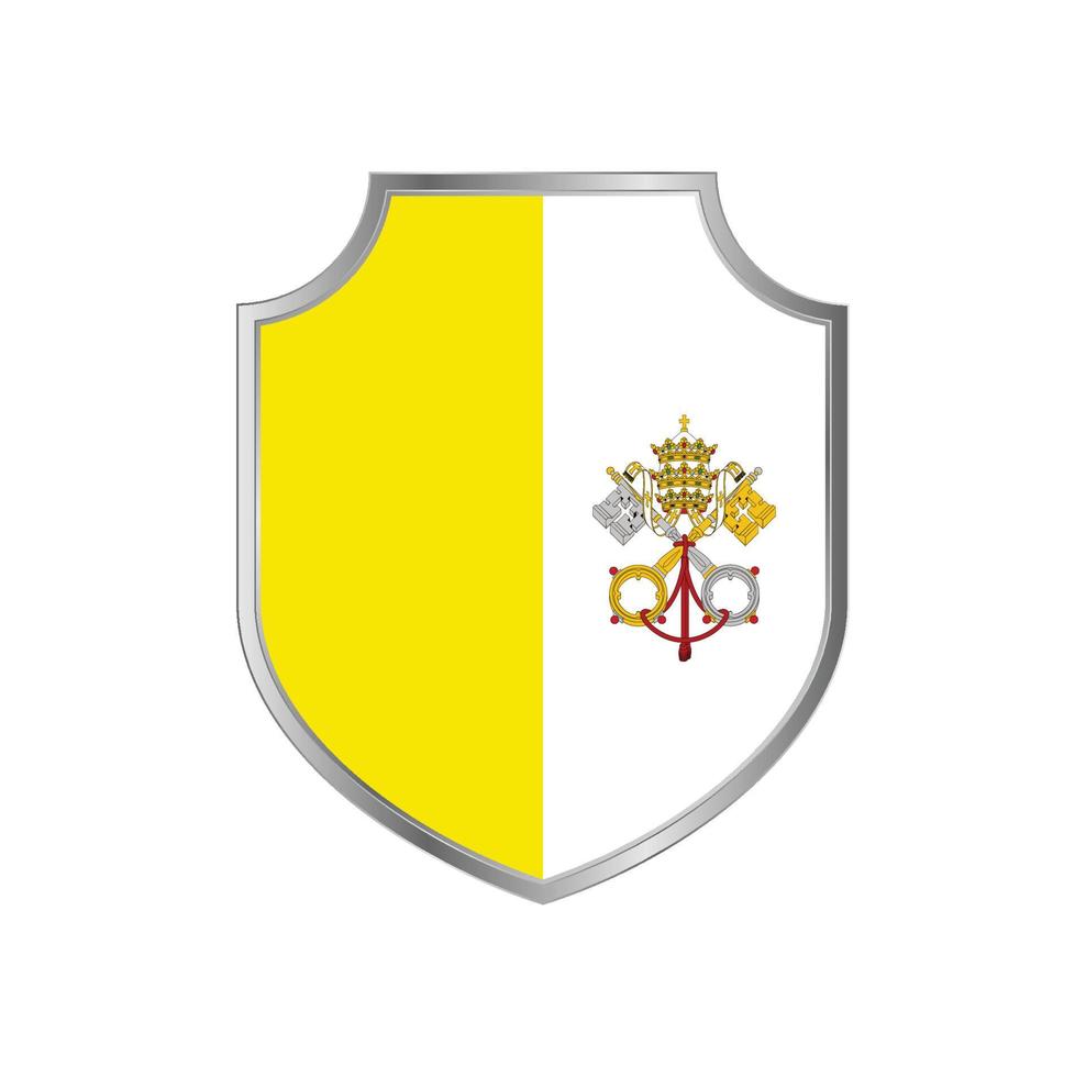 bandera del vaticano con marco de escudo de metal vector