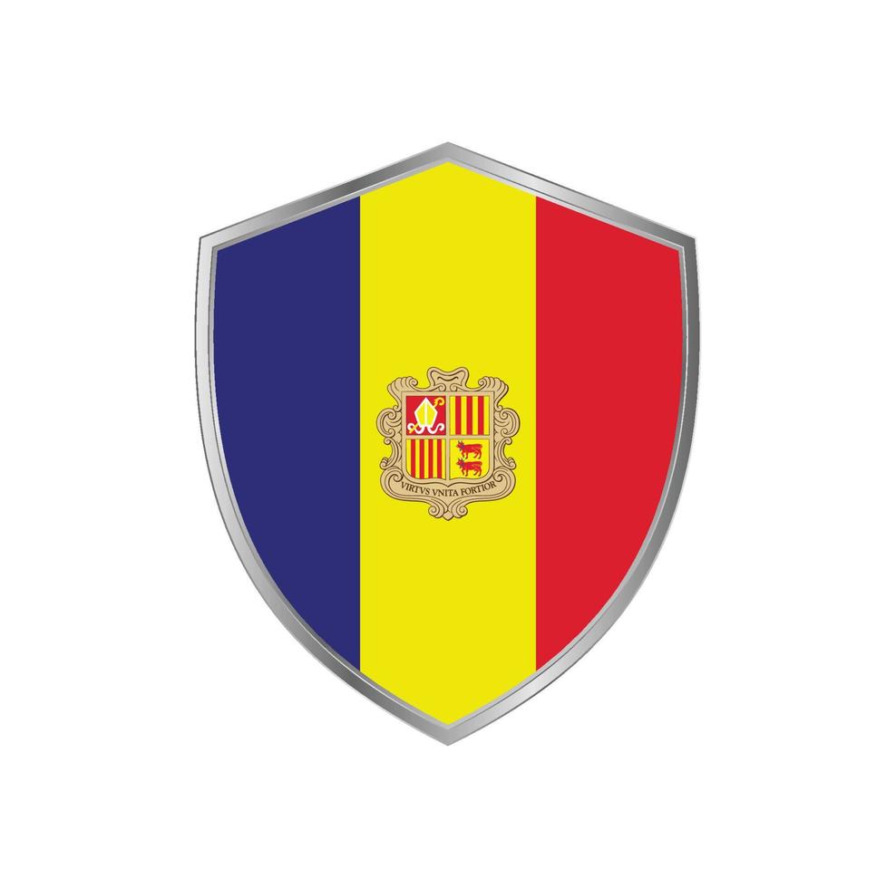 Flag of Andorra with silver frame vector