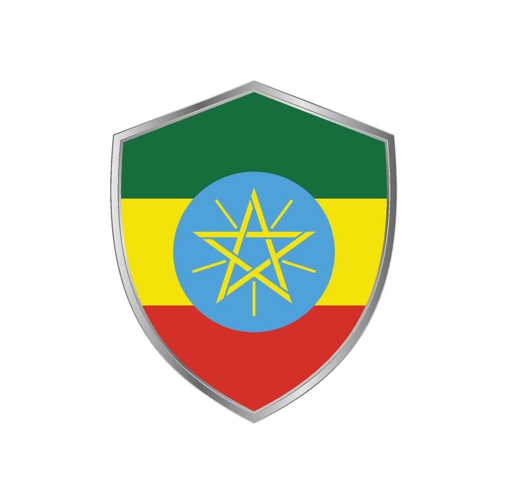 Flag of Ethiopia with silver frame vector