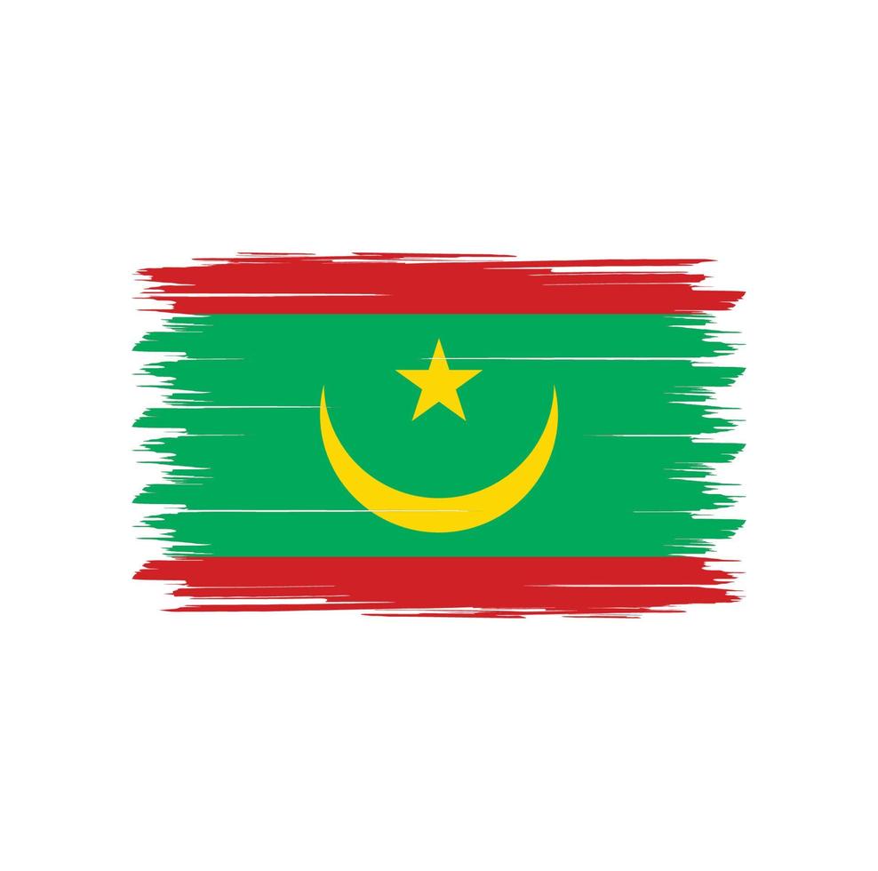 Mauritania flag vector with watercolor brush style