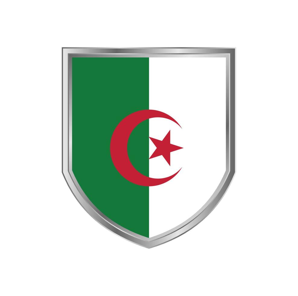 Flag Of Algeria with metal shield frame vector