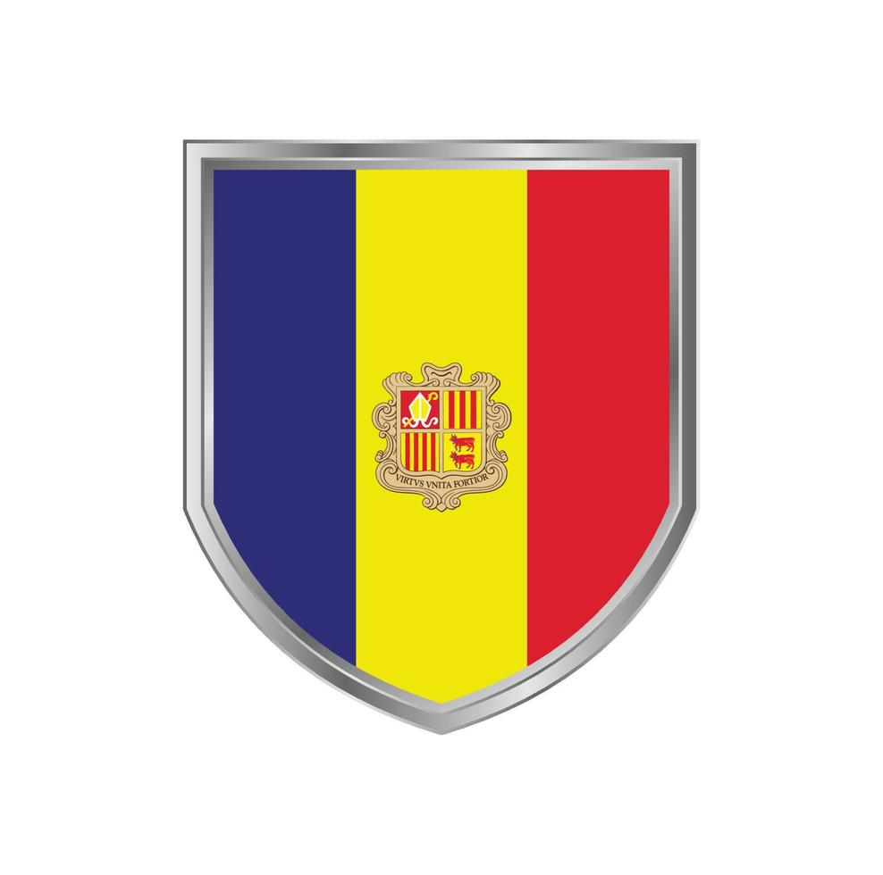 Flag Of Andorra with metal shield frame vector