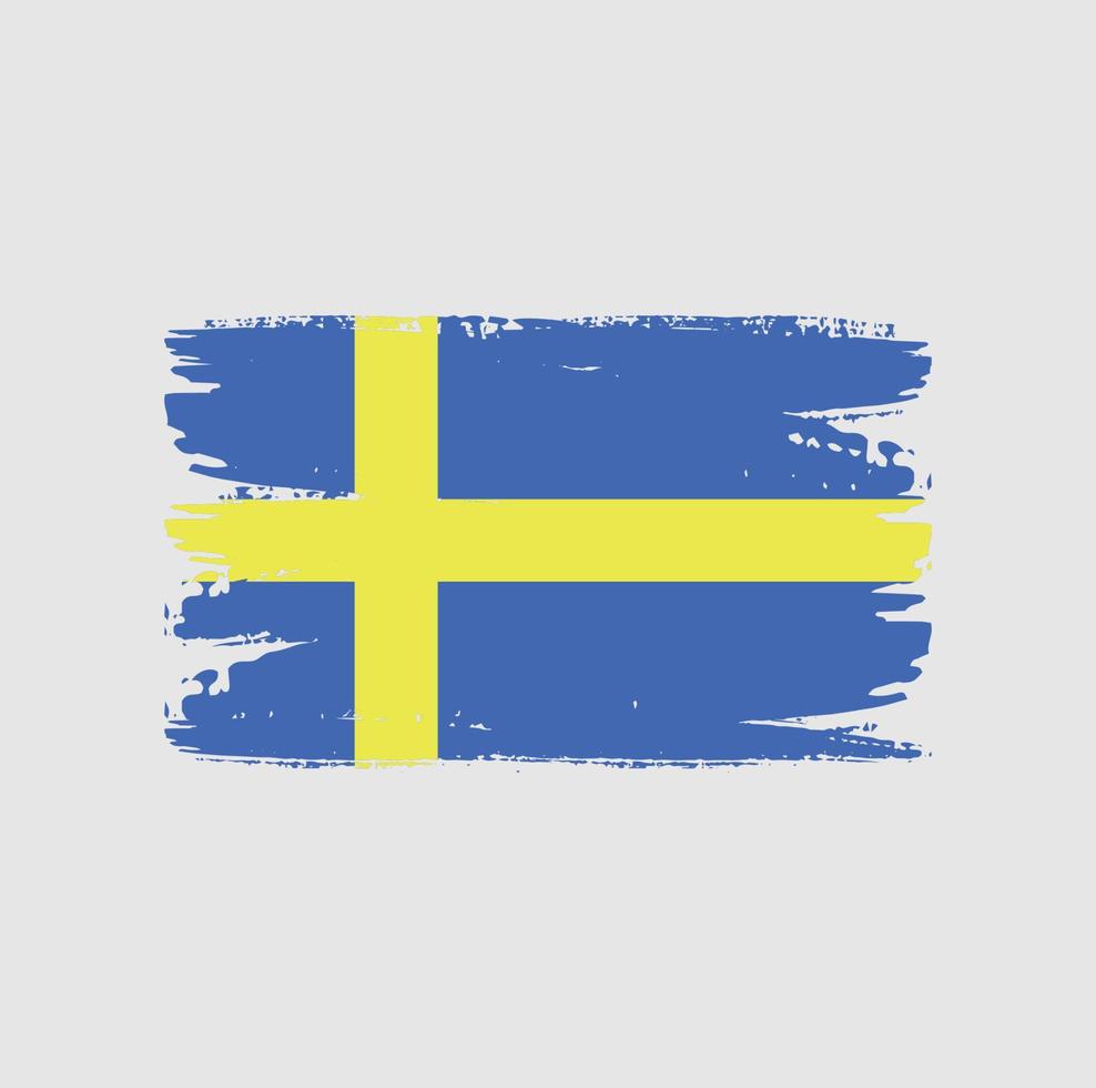 bandera de suecia con estilo de pincel vector