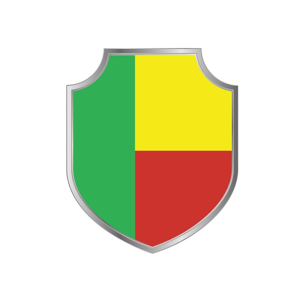 Flag of Benin with metal shield frame vector