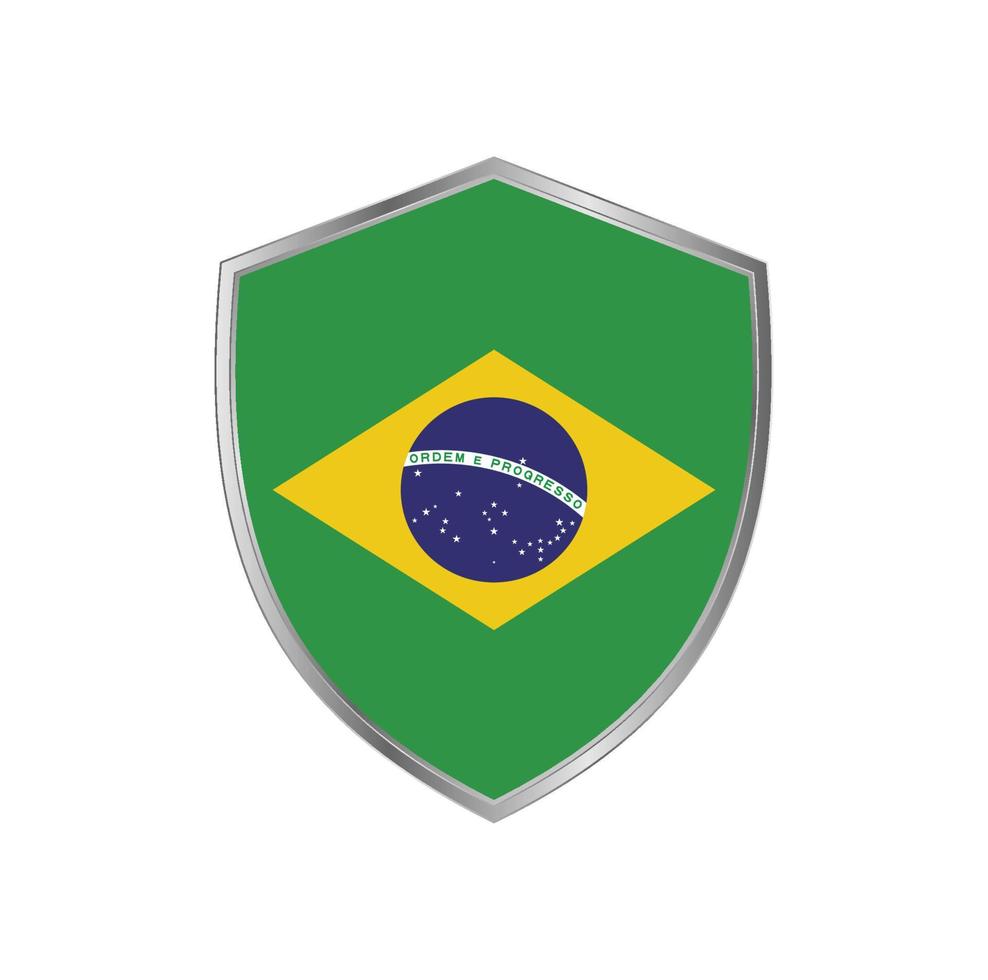 Flag of Brazil with silver frame vector