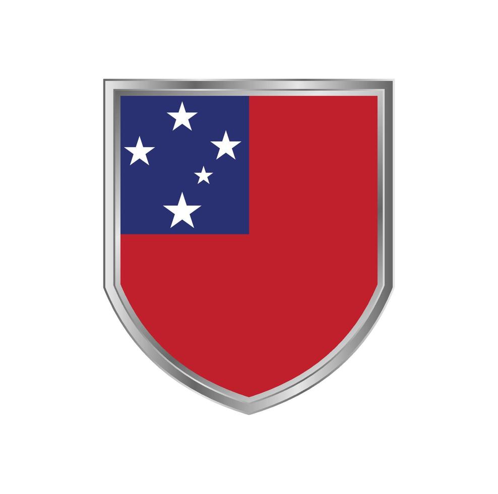 bandera de samoa con marco de escudo de metal vector