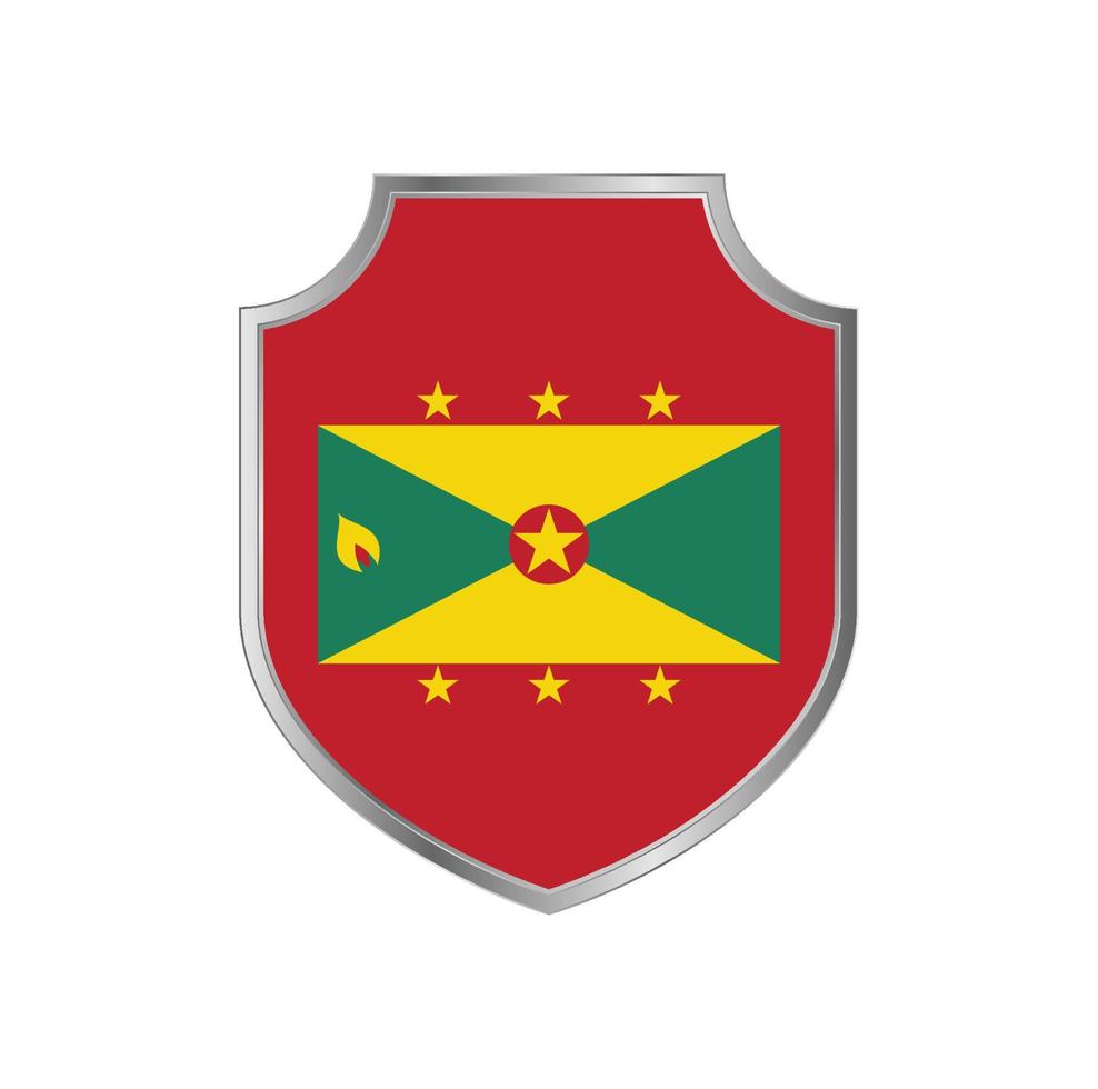 bandera de granada con marco de escudo de metal vector