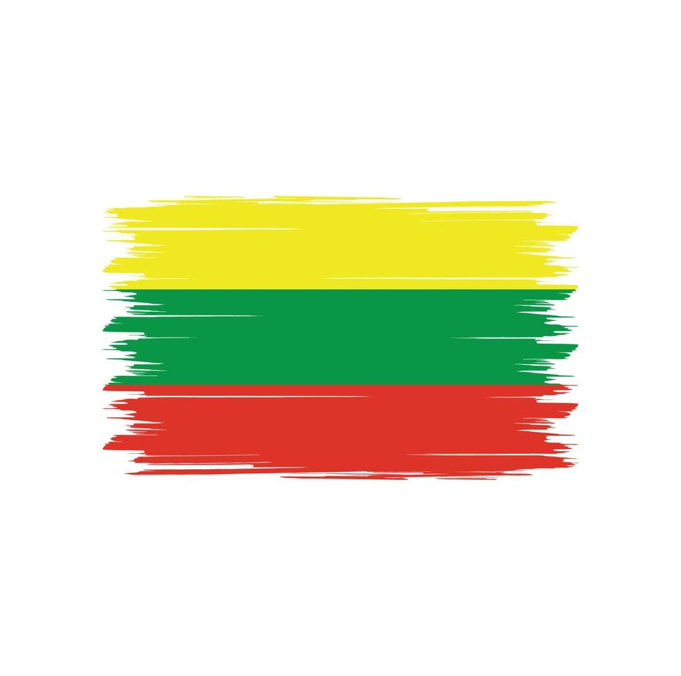 Lithuania flag vector with watercolor brush style