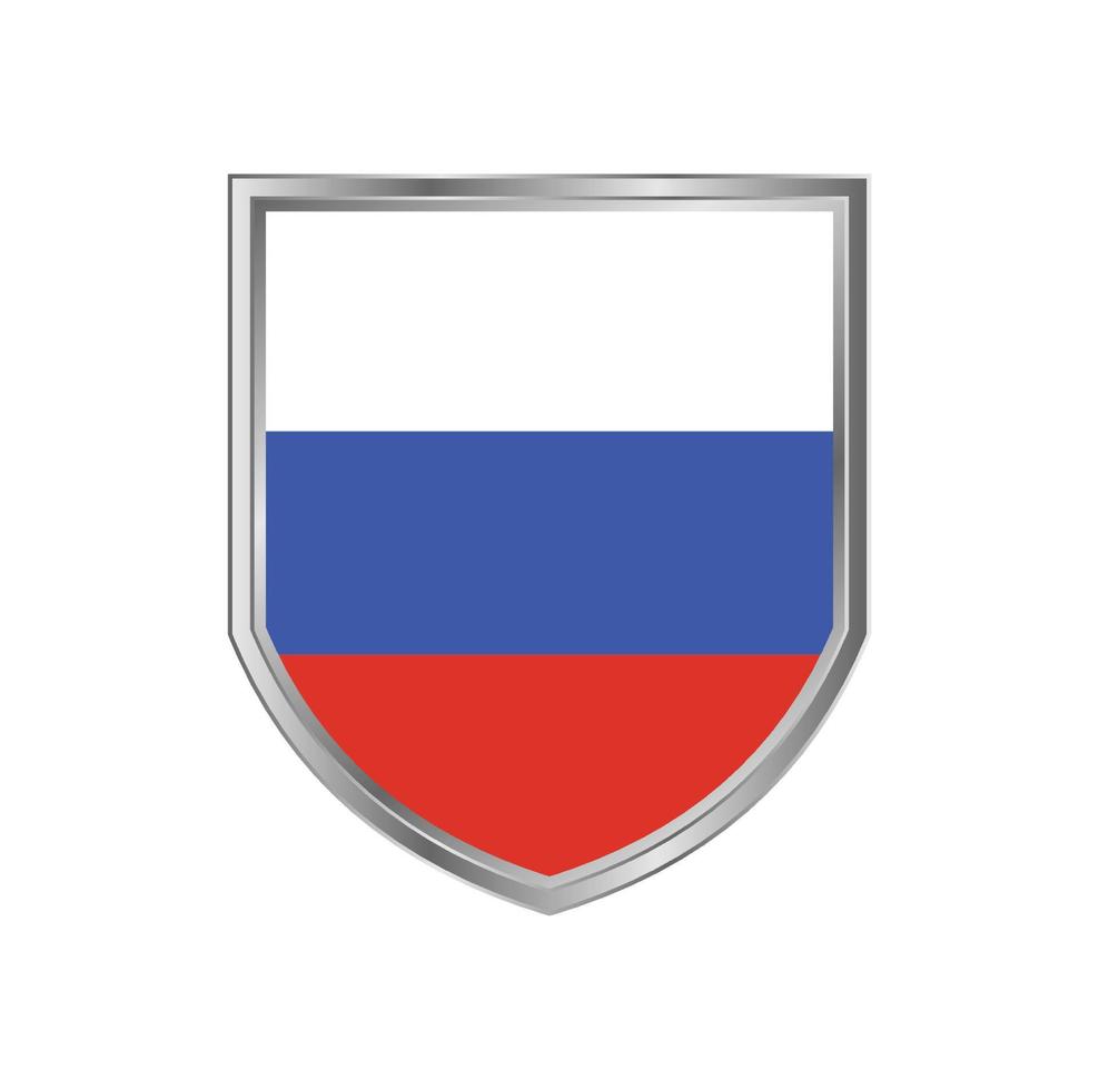 bandera de rusia con marco de escudo de metal vector