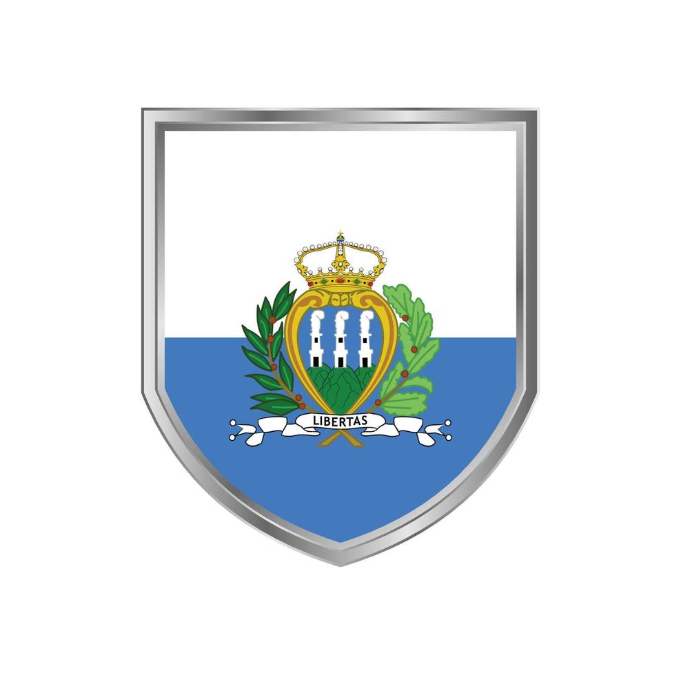 bandera de san marino con marco de escudo de metal vector