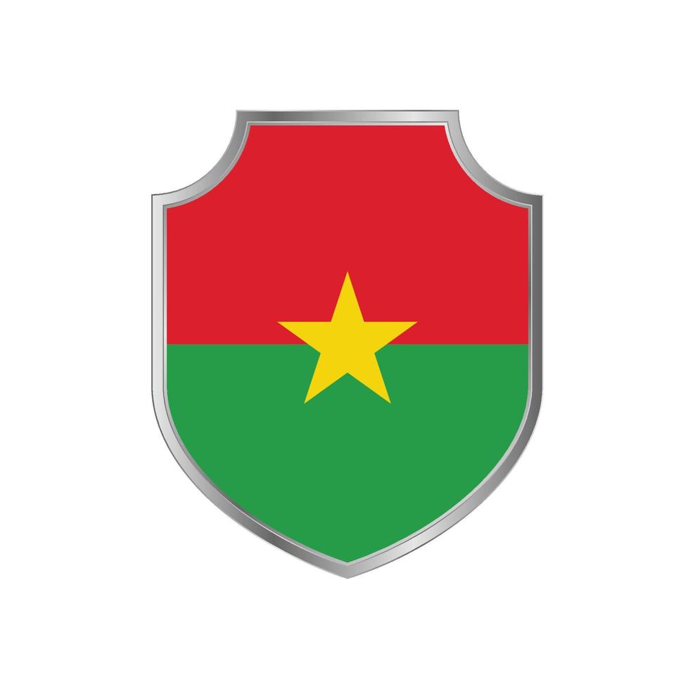 bandera de burkina faso con marco de escudo de metal vector