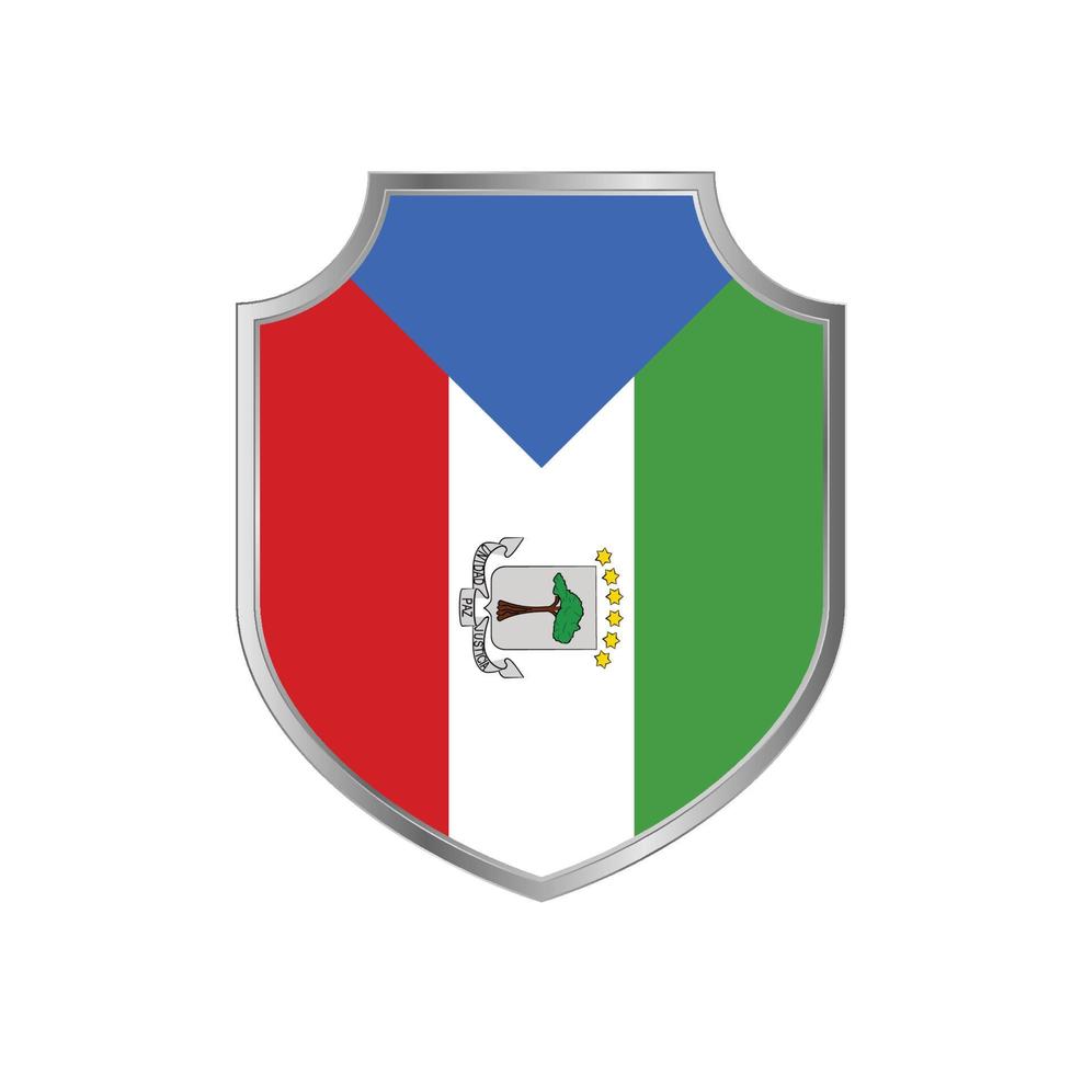 Flag of Equatorial Guinea with metal shield frame vector