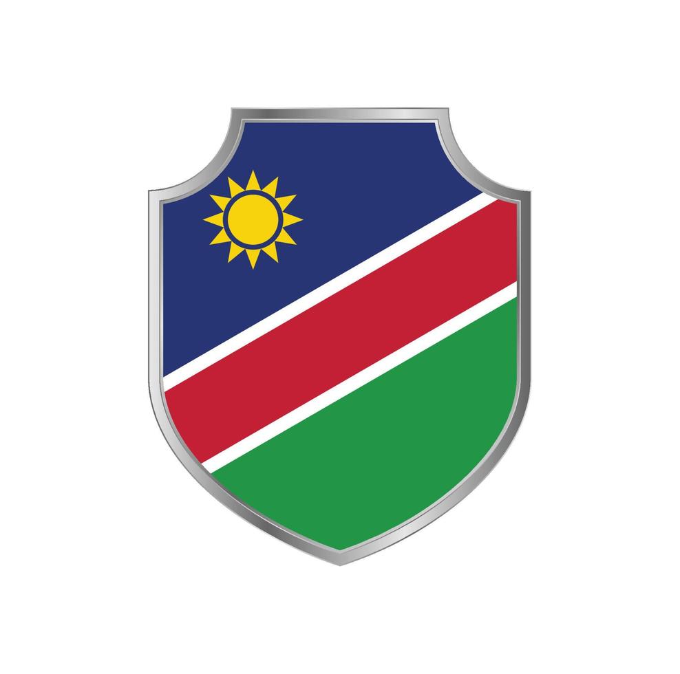 Flag of Namibia with metal shield frame vector