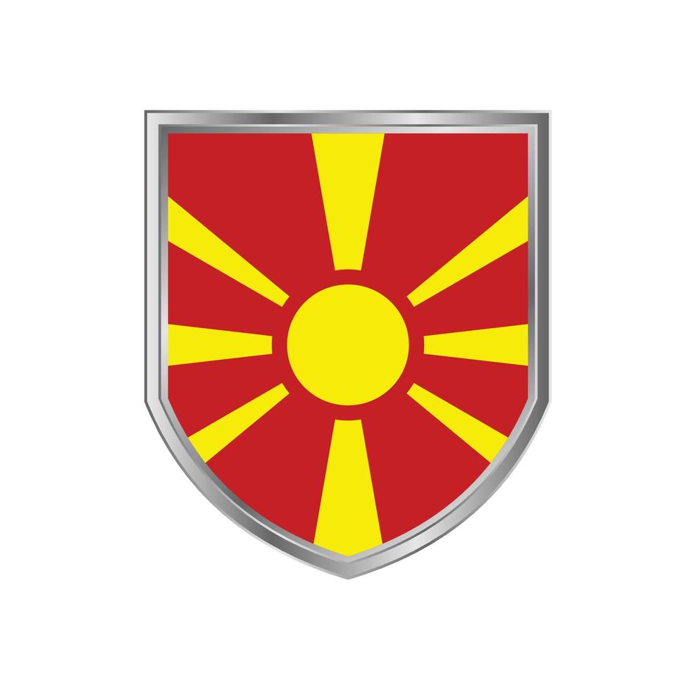 Flag Of North Macedonia with Metal Shield Frame vector