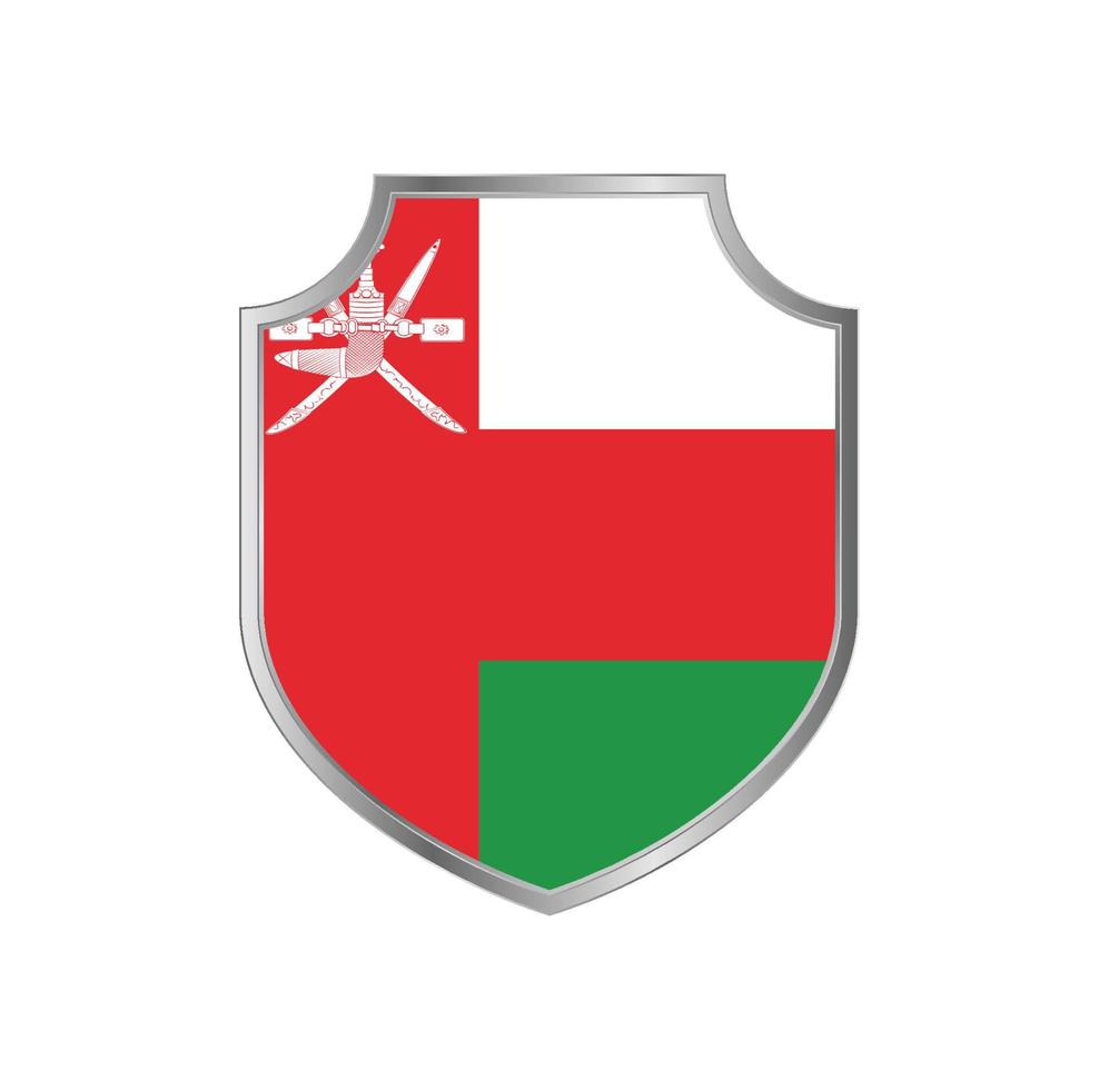 Bandera de Omán con marco de escudo de metal vector