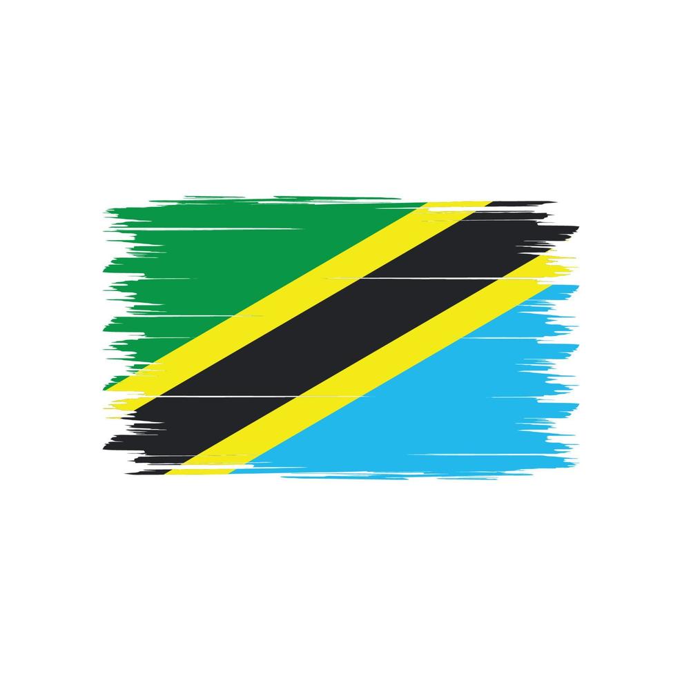 vector de bandera de tanzania con estilo de pincel de acuarela