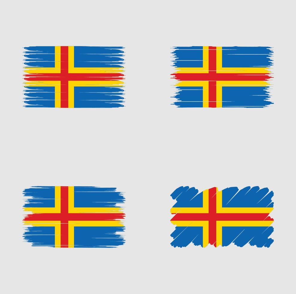 Collection flag of Aland Islands vector