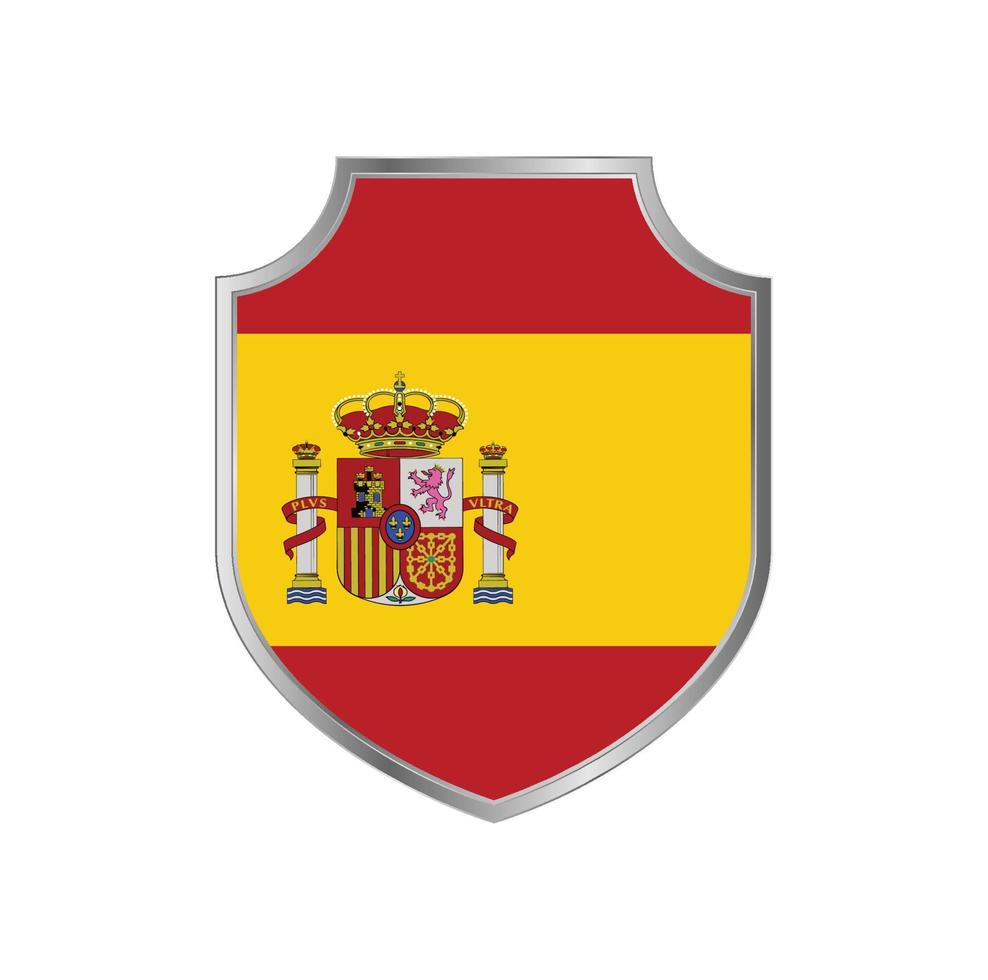 Flag of Spain with metal shield frame vector