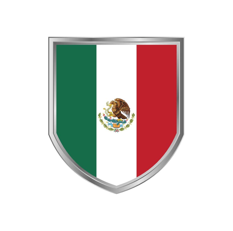 bandera de méxico con marco de escudo de metal vector