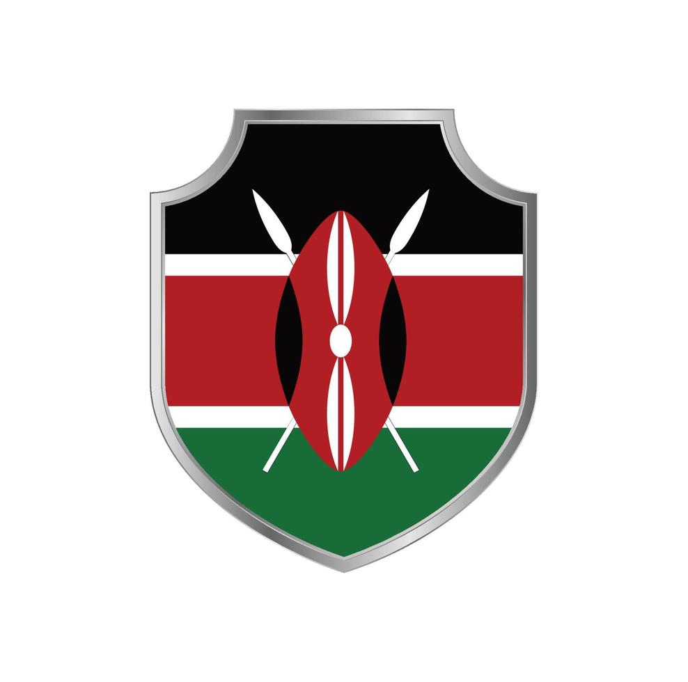 Flag of Kenya with metal shield frame vector
