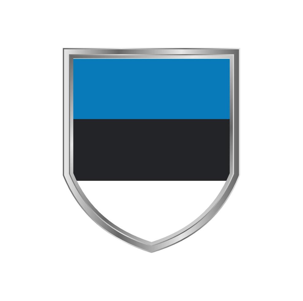 Bandera de Estonia con marco de escudo de metal vector