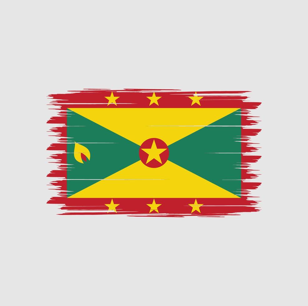 Grenada flag vector with watercolor brush style