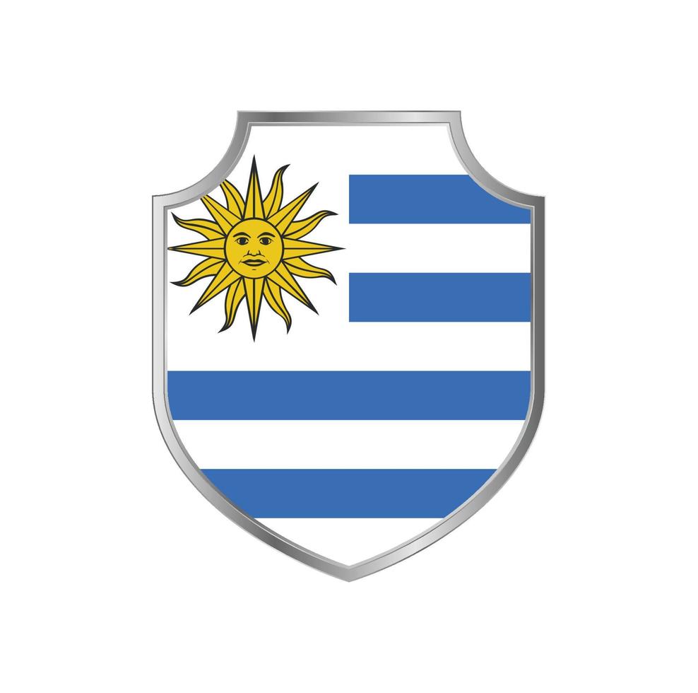 bandera de uruguay con marco de escudo de metal vector