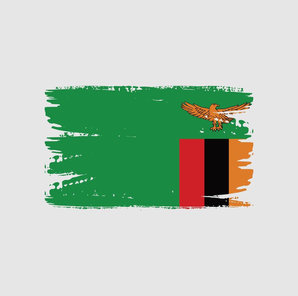 Flag of Zambia with brush style vector