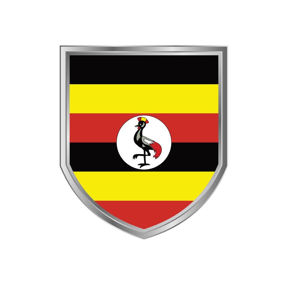Flag Of Uganda with Metal Shield Frame vector