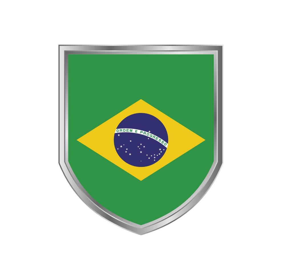 Flag Of Brazil with metal shield frame vector