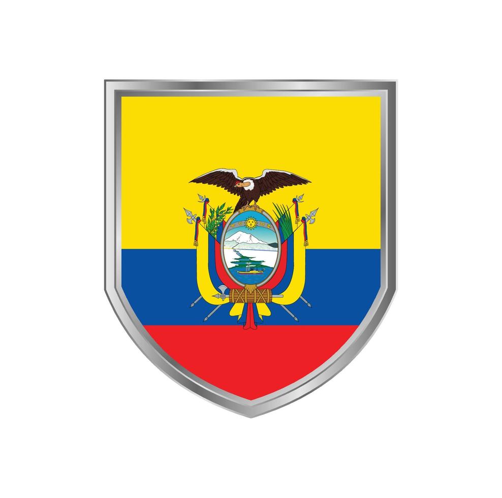 Flag Of Ecuador with metal shield frame vector