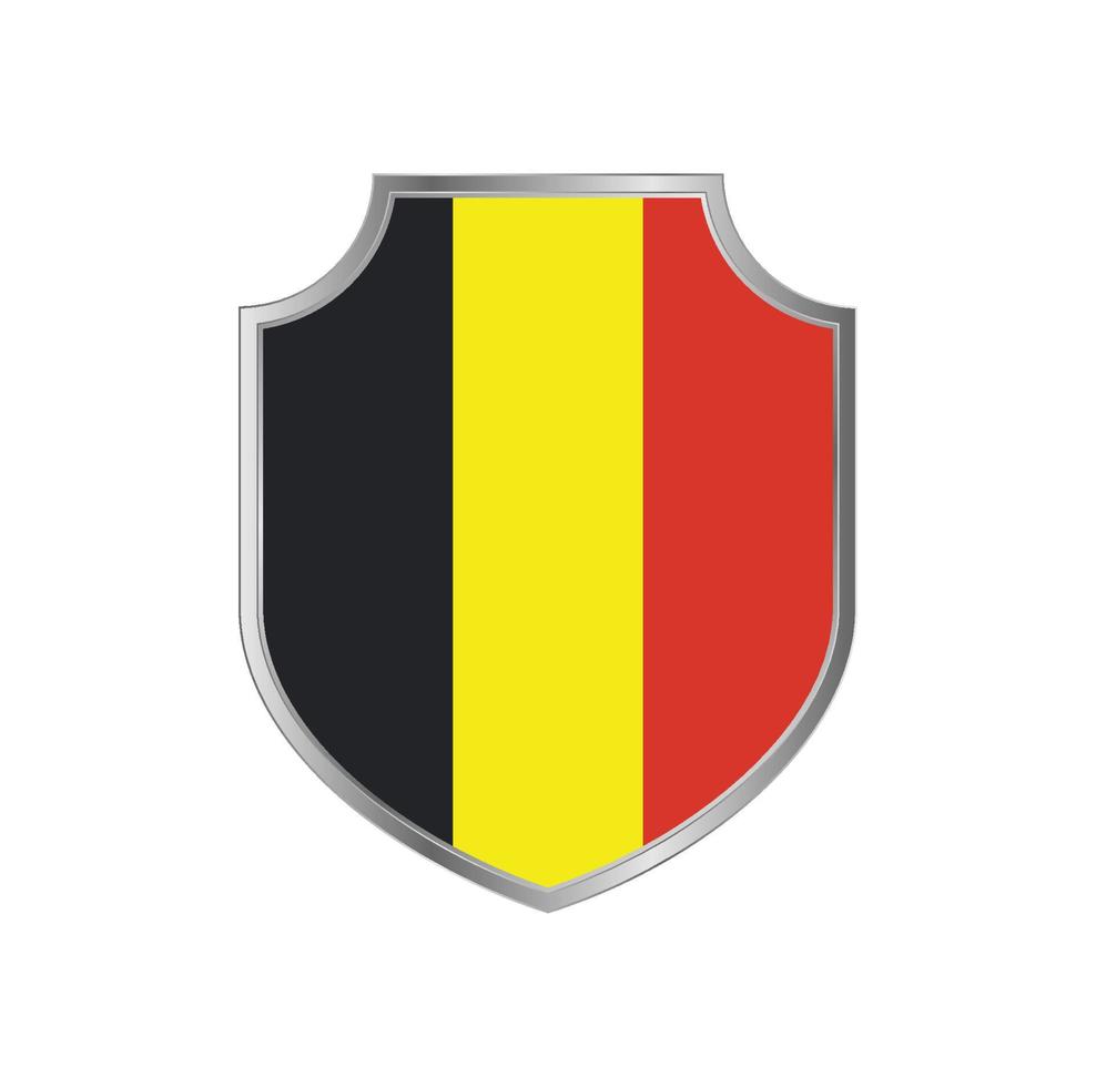 Flag of Belgium with metal shield frame vector