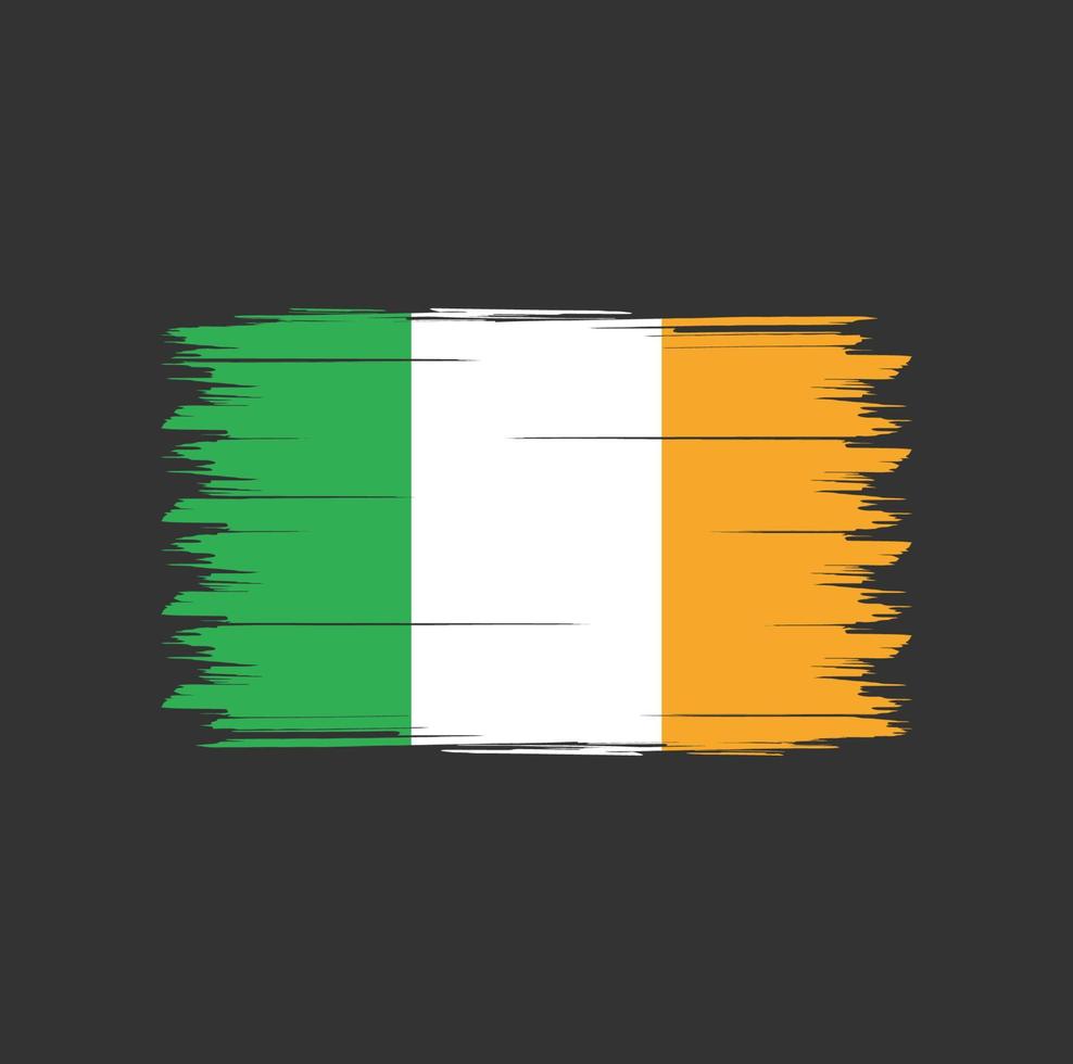 Ireland flag vector with watercolor brush style