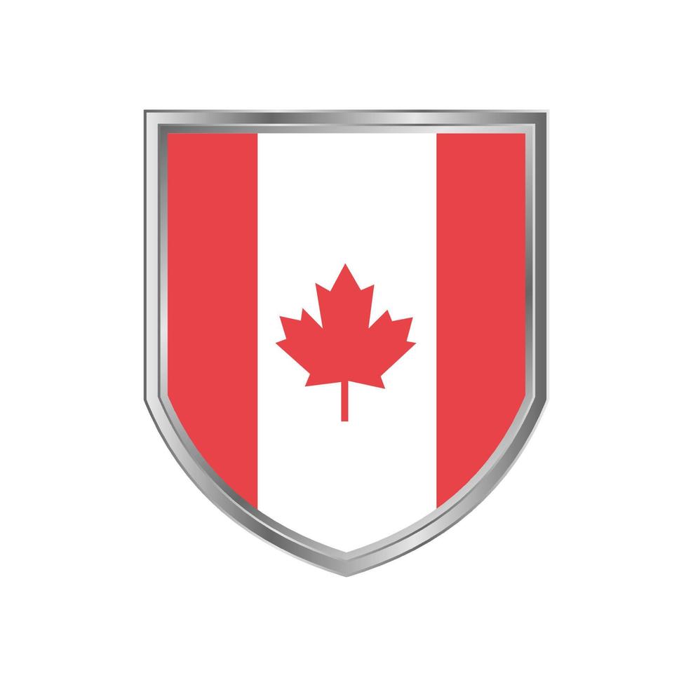 Flag Of Canada with metal shield frame vector