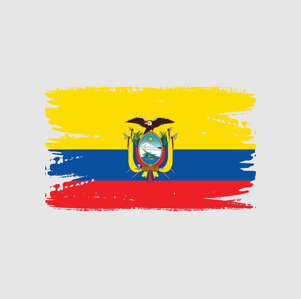 Flag of Ecuador with brush style vector