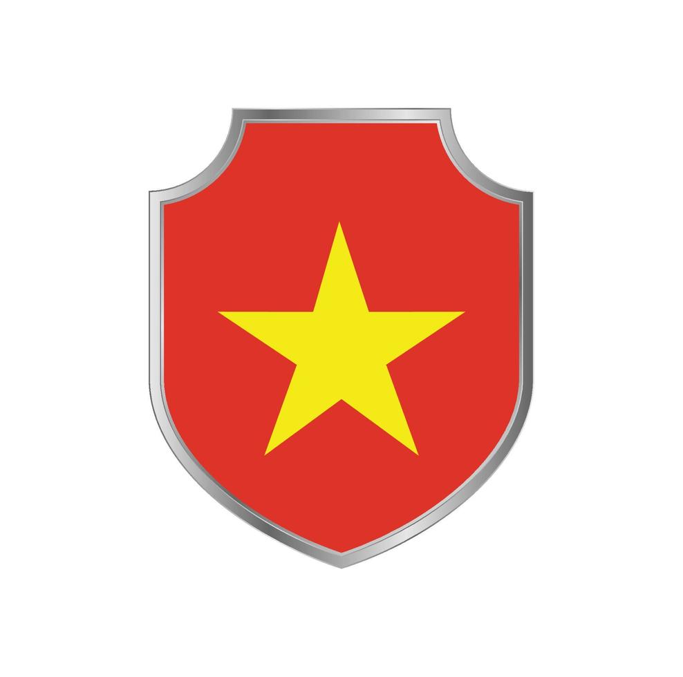 Bandera de Vietnam con marco de escudo de metal vector