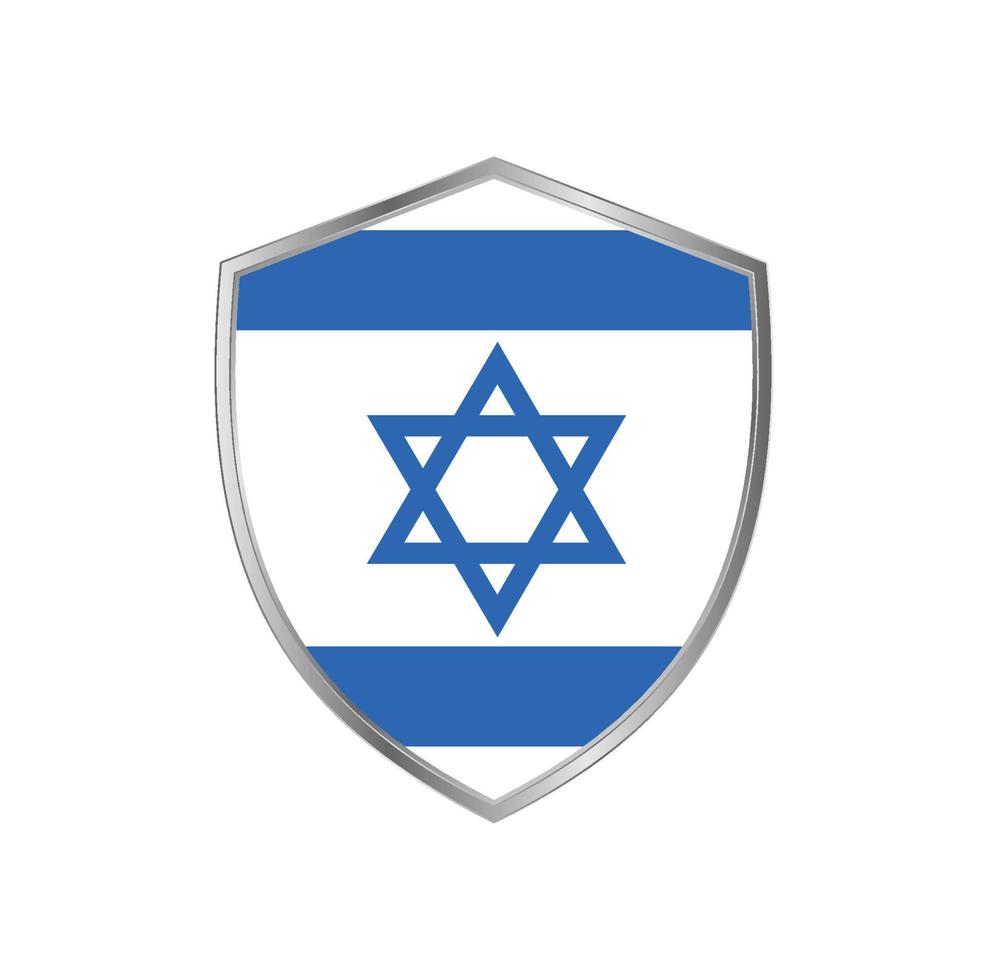 Flag of Israel with silver frame vector