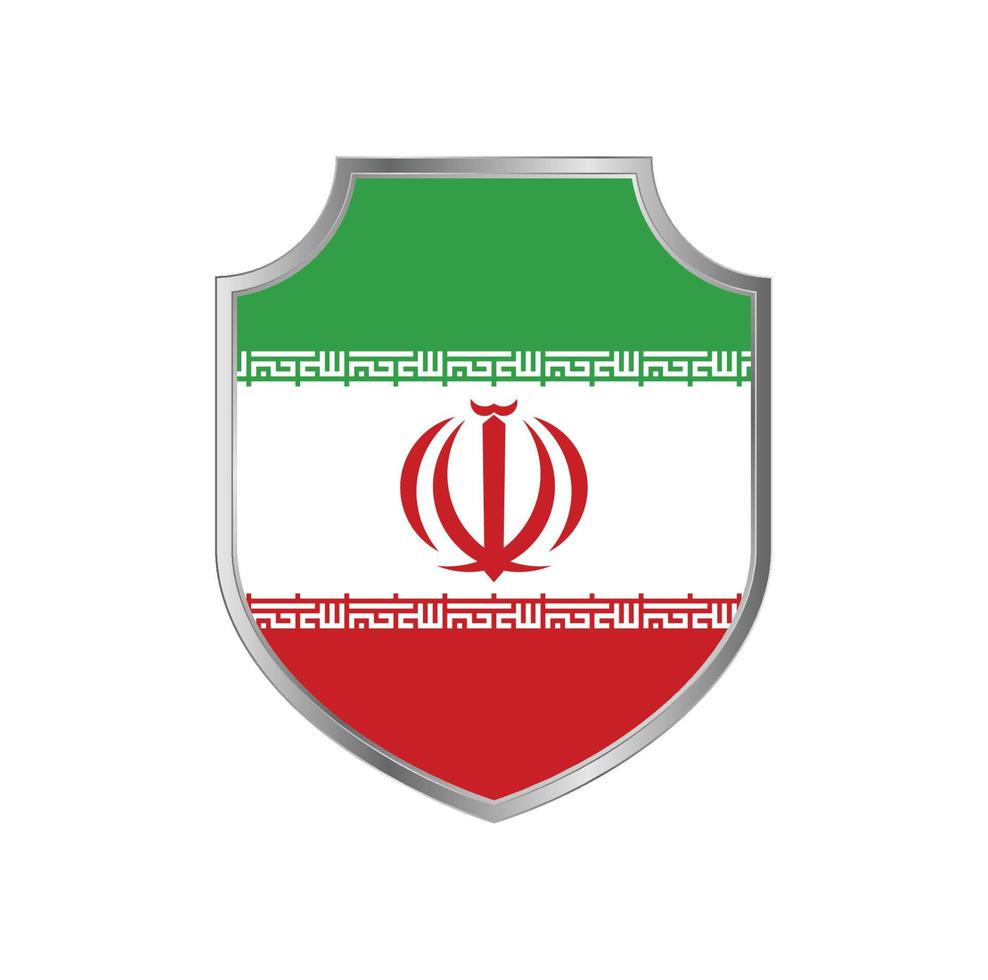 Flag of Iran with metal shield frame vector