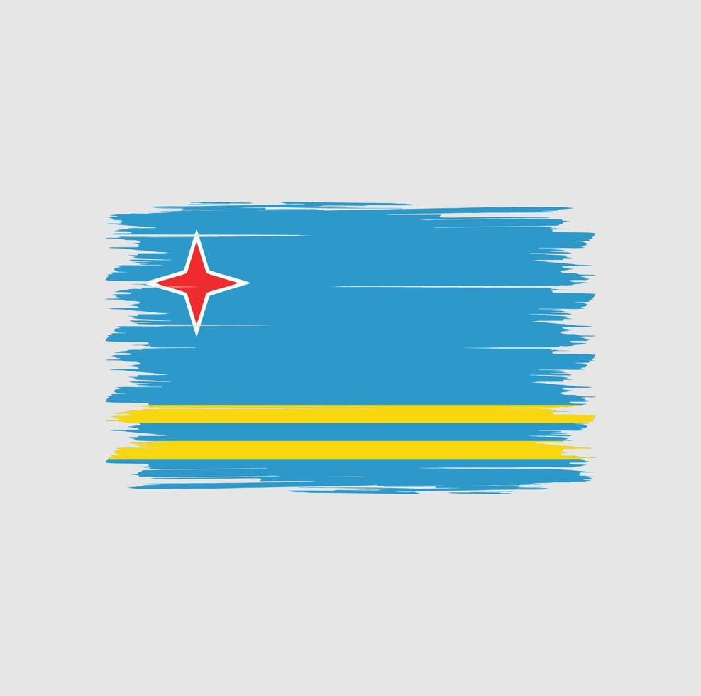 Aruba flag vector with watercolor brush style