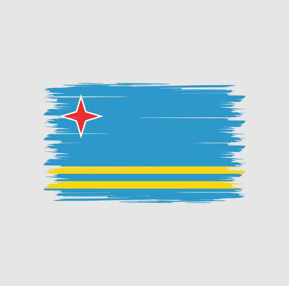 vector de bandera de aruba con estilo de pincel de acuarela