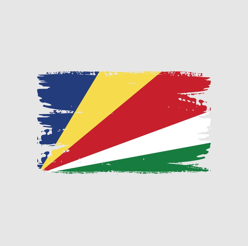 bandera de seychelles con estilo de pincel vector