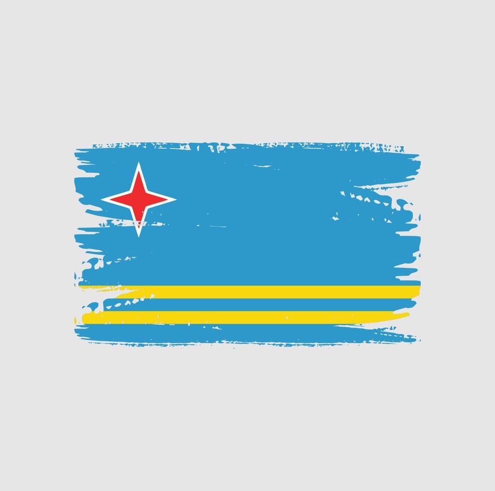 bandera de aruba con estilo de pincel vector
