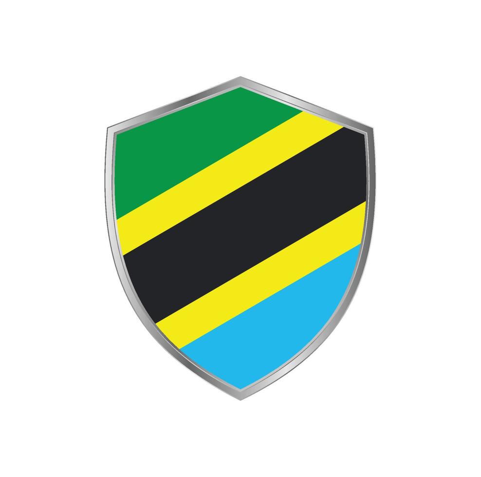 bandera de tanzania con marco plateado vector